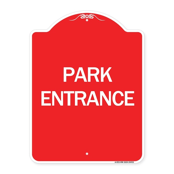 Signmission Designer Series Sign-Park Entrance, Red & White Aluminum Architectural Sign, 18" H, RW-1824-24453 A-DES-RW-1824-24453 - main